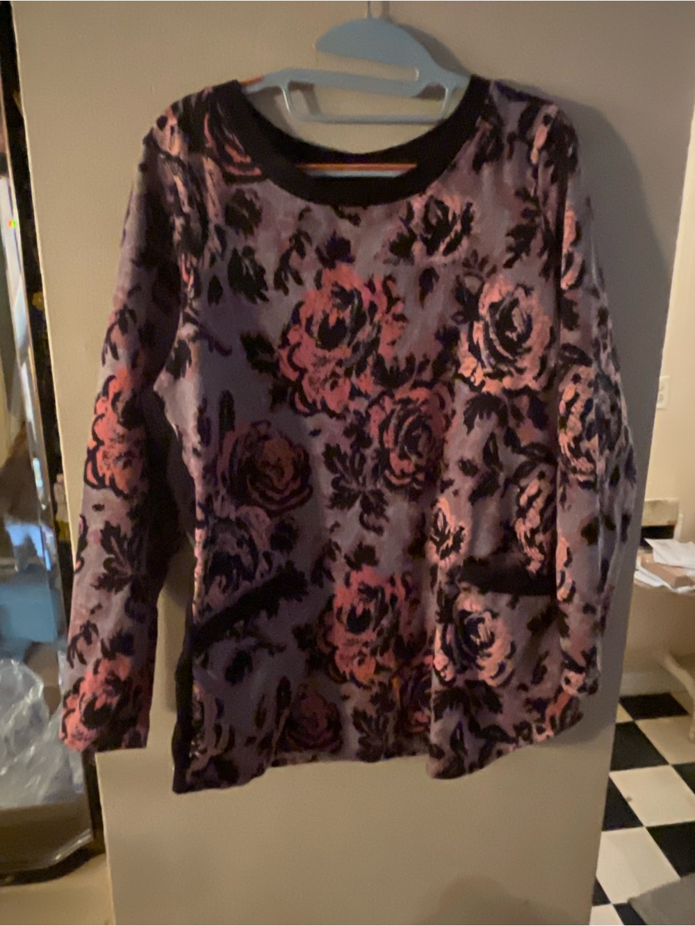 Denim & co. Floral Pattern Long Sleeve Top in Purple and Pink